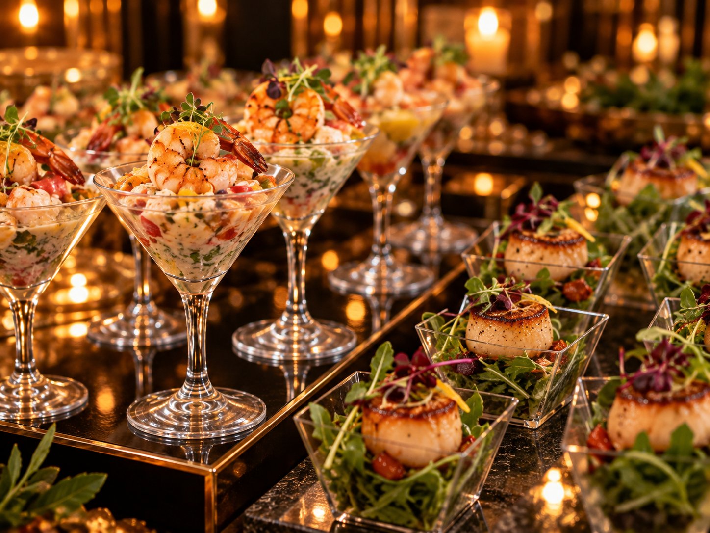 Shrimp salad & scallops over arugula